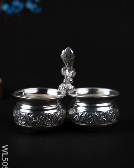 German Silver Kumkum-Manjal Holder - WL5099 German Silver Pooja Utility