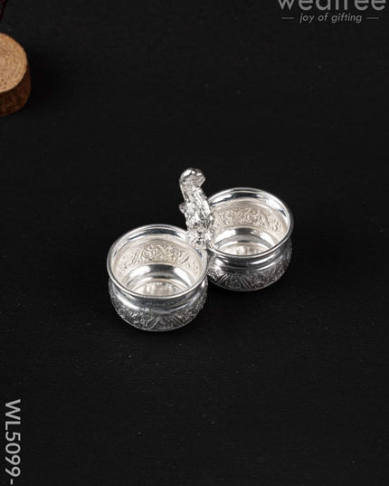 German Silver Kumkum-Manjal Holder - WL5099 German Silver Pooja Utility