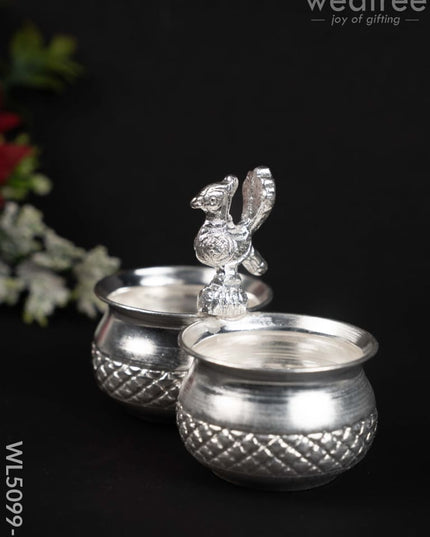 German Silver Kumkum-Manjal Holder - WL5099-2 German Silver Pooja Utility