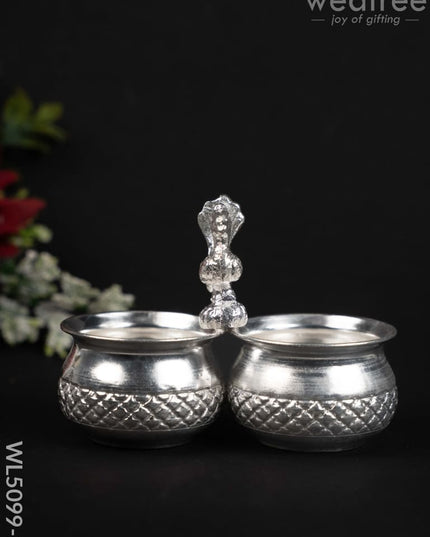 German Silver Kumkum-Manjal Holder - WL5099-2 German Silver Pooja Utility