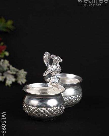 German Silver Kumkum-Manjal Holder - WL5099-2 German Silver Pooja Utility