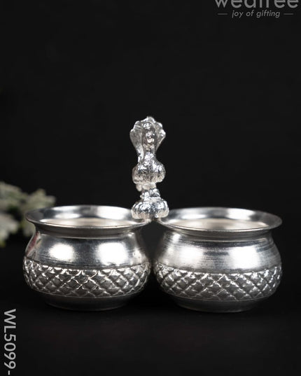 German Silver Kumkum-Manjal Holder - WL5099-2 German Silver Pooja Utility