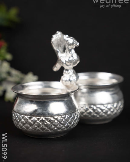 German Silver Kumkum-Manjal Holder - WL5099-2 German Silver Pooja Utility
