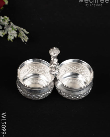 German Silver Kumkum-Manjal Holder - WL5099-2 German Silver Pooja Utility