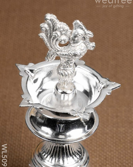 German Silver Kuthu Vilakku with Annapakshi Motif - WL5095 German Silver Pooja Utility
