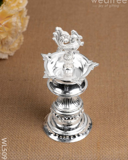 German Silver Kuthu Vilakku with Annapakshi Motif - WL5095 German Silver Pooja Utility