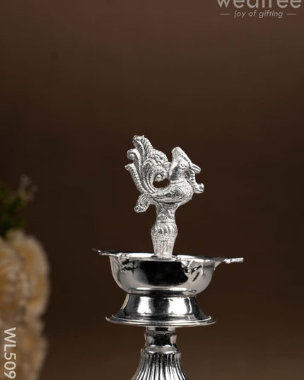 German Silver Kuthu Vilakku with Annapakshi Motif - WL5095 German Silver Pooja Utility