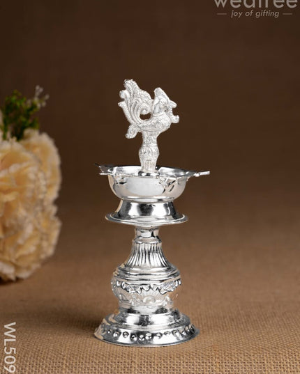 German Silver Kuthu Vilakku with Annapakshi Motif - WL5095 German Silver Pooja Utility