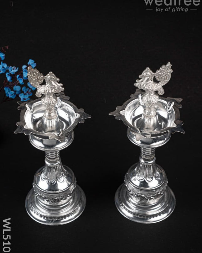 German Silver Kuthu Vilakku with Annapakshi Motif - WL5100 German Silver Pooja Utility