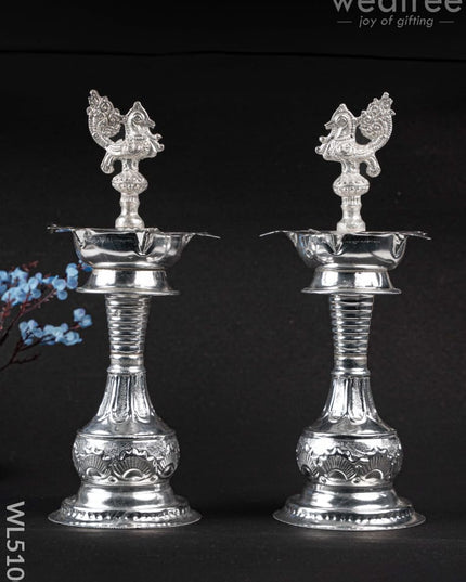 German Silver Kuthu Vilakku with Annapakshi Motif - WL5100 German Silver Pooja Utility