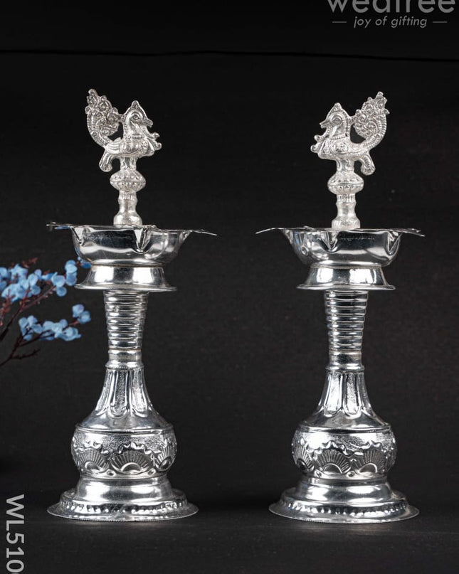 German Silver Kuthu Vilakku with Annapakshi Motif - WL5100 German Silver Pooja Utility