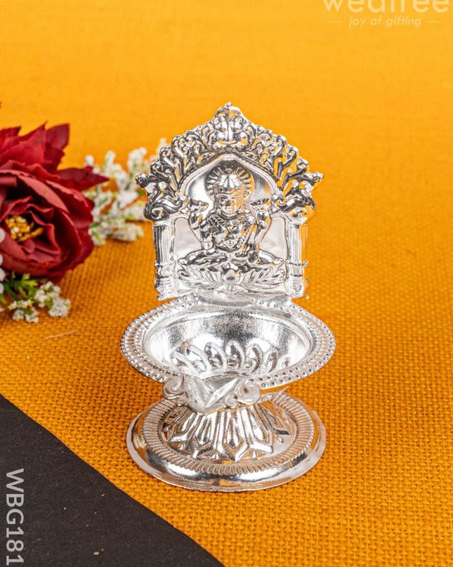 German Silver Lakshmi Diya - 4 inch - WBG1815 - German Silver Diya RG