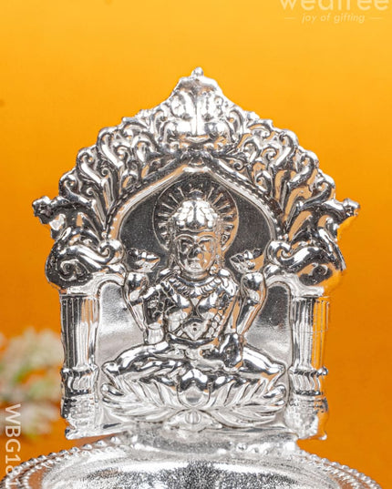 German Silver Lakshmi Diya - 4 inch - WBG1815 - German Silver Diya RG