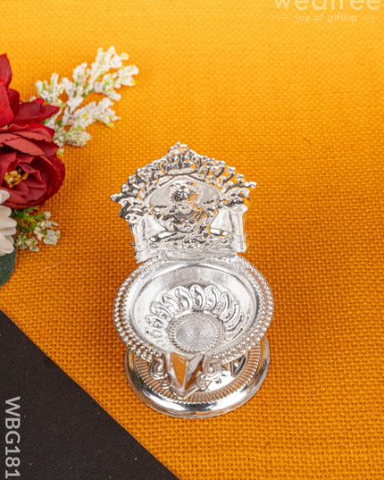 German Silver Lakshmi Diya - 4 inch - WBG1815 - German Silver Diya RG