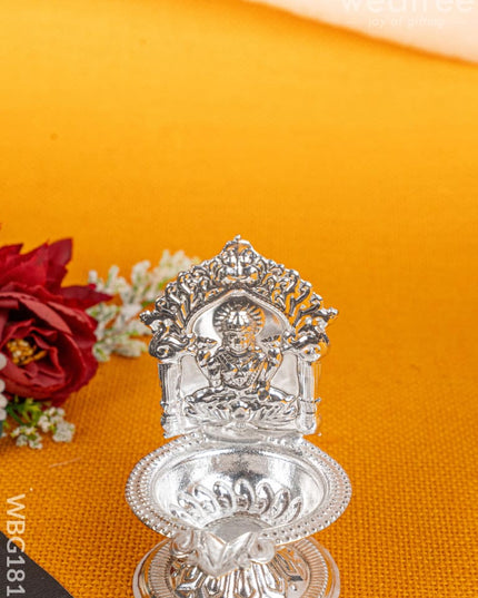 German Silver Lakshmi Diya - 4 inch - WBG1815 - German Silver Diya RG