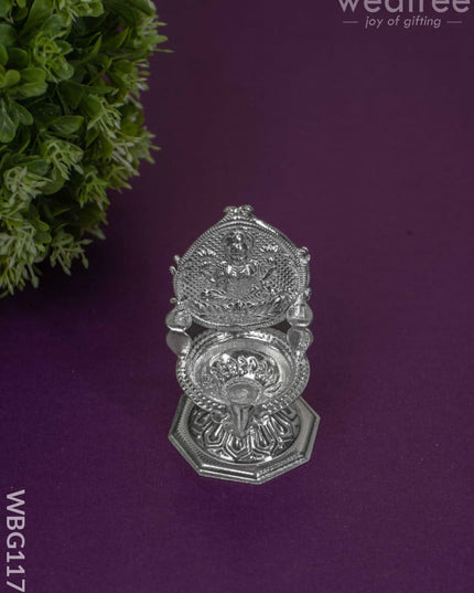 German Silver Lakshmi Diya - Wbg1172 Diyas