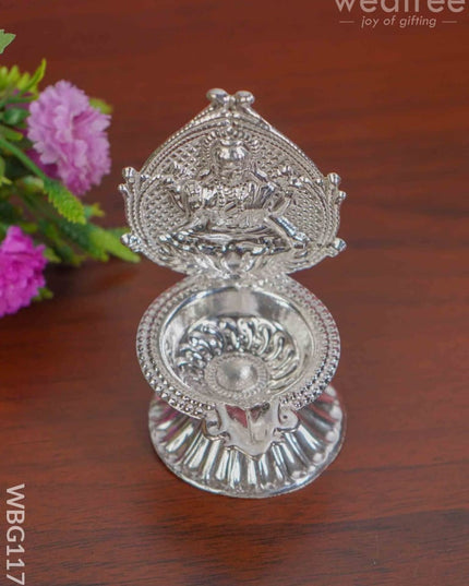 German Silver Lakshmi Diya - Wbg1176 Diyas