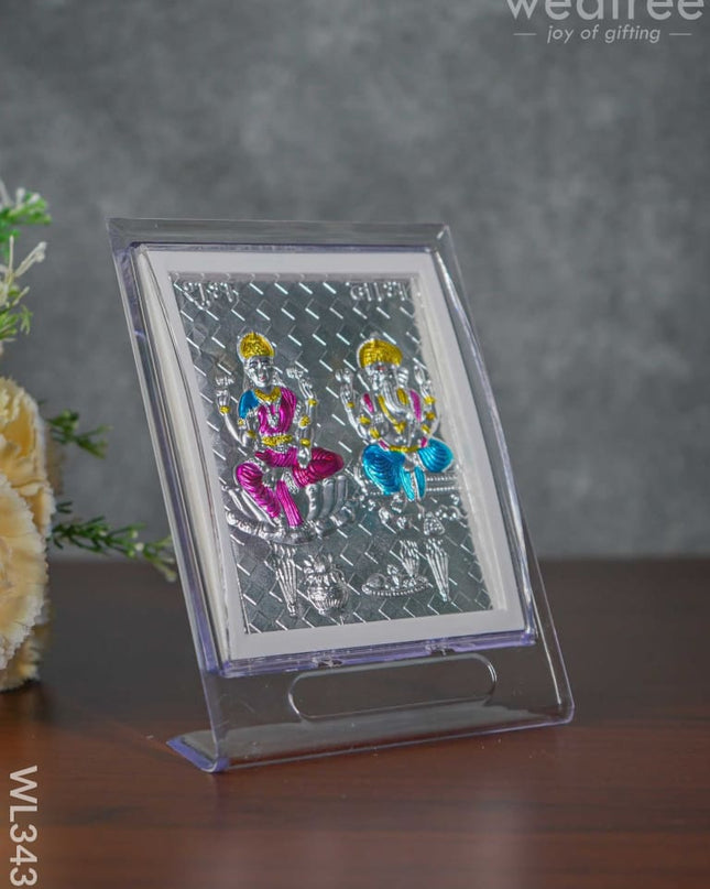 Silver Lakshmi Ganesha Photoframe With Stand - Wl3436 German Photo Frame