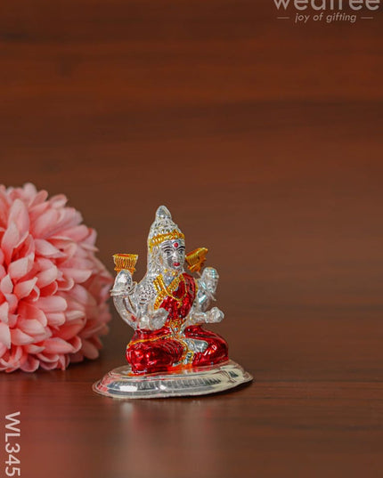 German Silver Lakshmi Idol With Meenakari Finish - Wl3457 Figurines