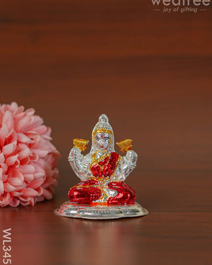 German Silver Lakshmi Idol With Meenakari Finish - Wl3457 Figurines