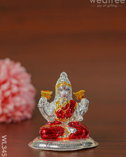 German Silver Lakshmi Idol With Meenakari Finish - Wl3457 Figurines