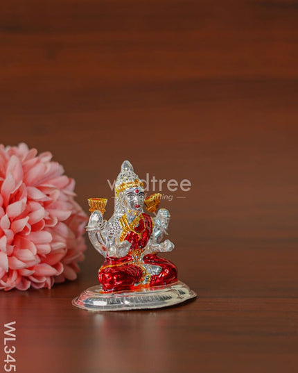 German Silver Lakshmi Idol With Meenakari Finish - Wl3457 Figurines