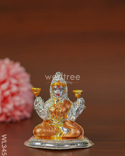 German Silver Lakshmi Idol With Meenakari Finish - Wl3457 Figurines