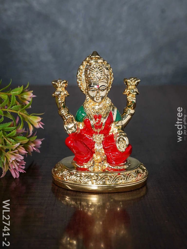 German Silver Lakshmi Idol - Wl2741 Gold Coated Figurines