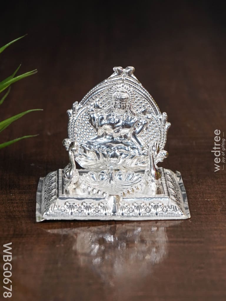 German Silver Lakshmi In Heart Shape Kumkum Platter - Wbg0678 Diyas