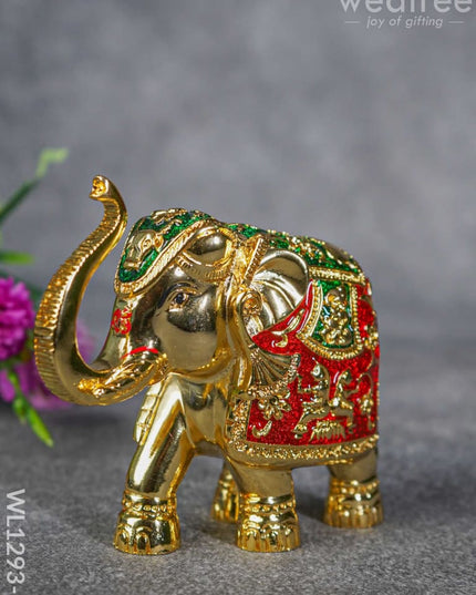 German Silver Elephant Meenekari Finish - Wl1293-2 Figurines