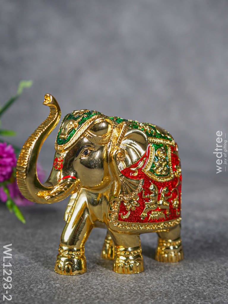 German Silver Elephant Meenekari Finish - Wl1293-2 Figurines