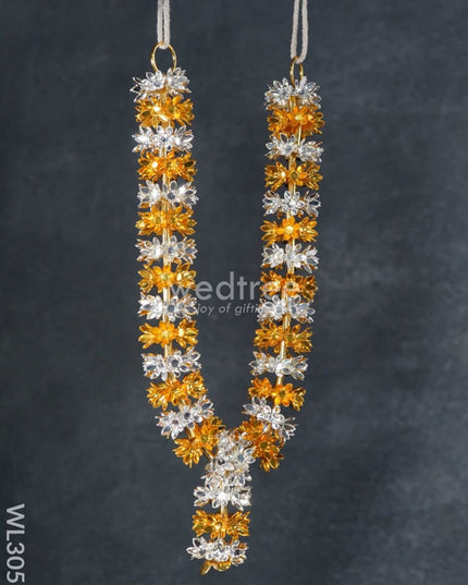 German Silver Parijata Flower Malai - 10 Inch Wl3059 Pooja Utility