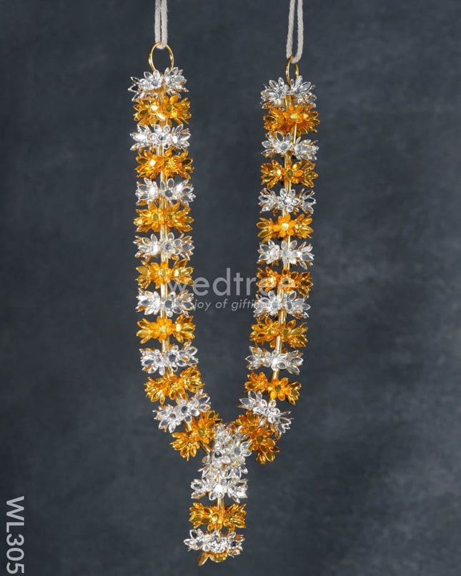 German Silver Parijata Flower Malai - 10 Inch Wl3059 Pooja Utility