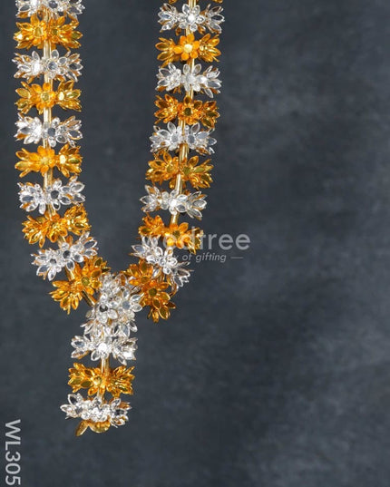 German Silver Parijata Flower Malai - 10 Inch Wl3059 Pooja Utility