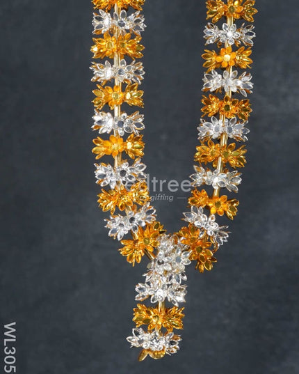 German Silver Parijata Flower Malai - 10 Inch Wl3059 Pooja Utility