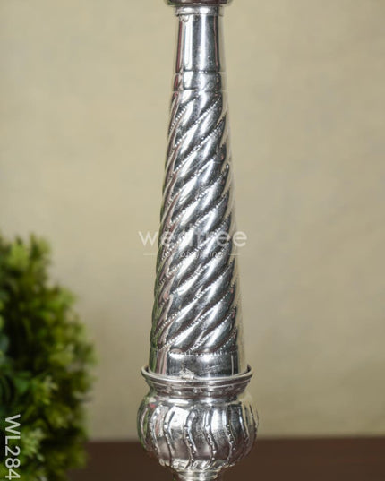 German Silver Peacock 5 Face Kuthu Vilaku - 17 Inch Set Of 2 Wl2845 Diyas