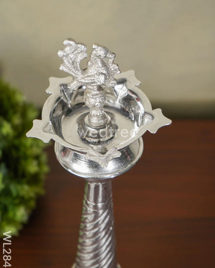 German Silver Peacock 5 Face Kuthu Vilaku - 17 Inch Set Of 2 Wl2845 Diyas
