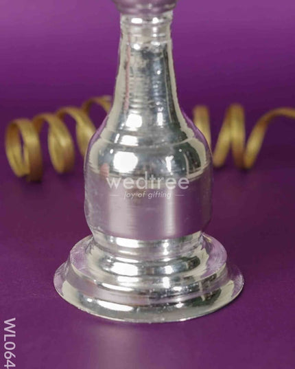 German Silver Peacock Thrishul Kuthu Vilakku - 10 Inch Wl0644 Diyas