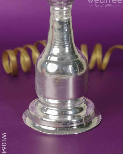 German Silver Peacock Thrishul Kuthu Vilakku - 10 Inch Wl0644 Diyas