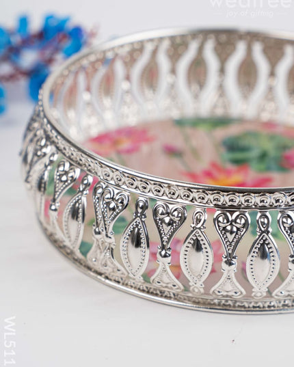 German Silver Pichwai Tray - 6 inch - WL5117 - German Silver Pooja Utility