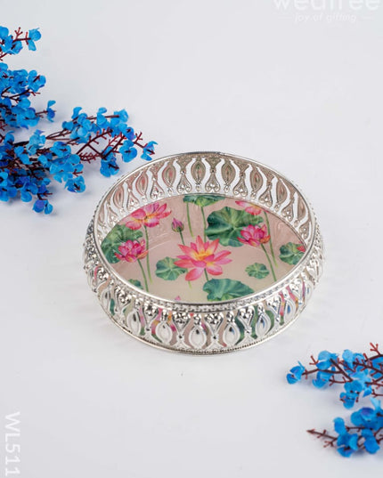 German Silver Pichwai Tray - 6 inch - WL5117 - German Silver Pooja Utility