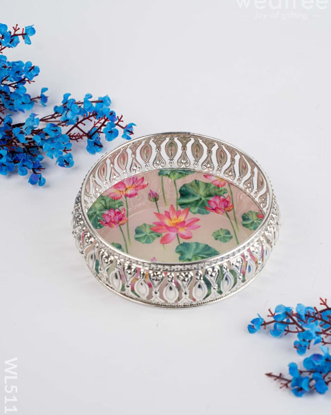 German Silver Pichwai Tray - 6 inch - WL5117 - German Silver Pooja Utility
