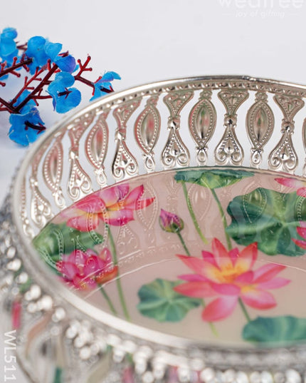 German Silver Pichwai Tray - 6 inch - WL5117 - German Silver Pooja Utility