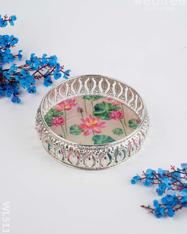 German Silver Pichwai Tray - 6 inch - WL5117 - German Silver Pooja Utility