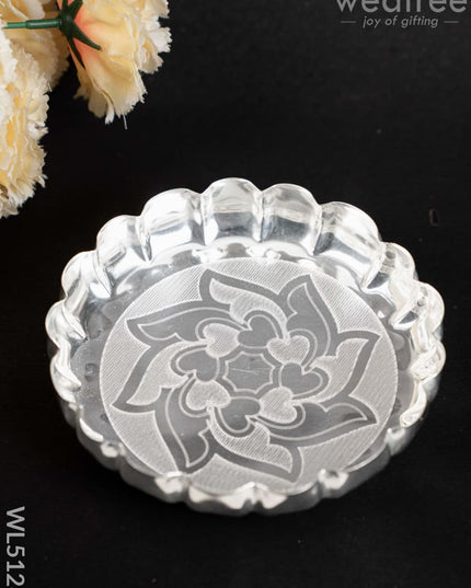 German Silver Plate with Engraving - 6 inch - WL5128 German Silver Pooja Utility