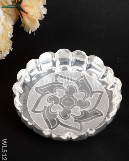 German Silver Plate with Engraving - 6 inch - WL5128 German Silver Pooja Utility