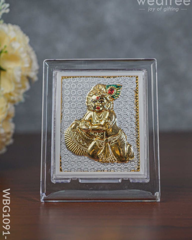 German Silver Plated Butter Krishna Photoframe (4.5 Inch) With Stand - Wbg1091-7 Photo Frame