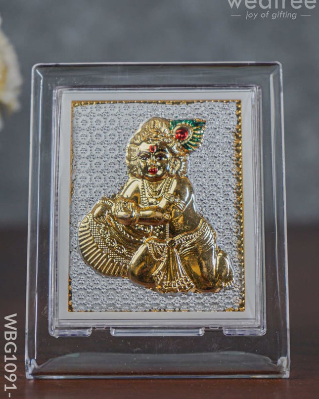 German Silver Plated Butter Krishna Photoframe (4.5 Inch) With Stand - Wbg1091-7 Photo Frame