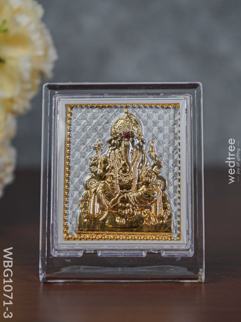 German Silver Plated Ganesha Photoframe (3.5 Inch) With Stand - Wbg1071-3 Photo Frame