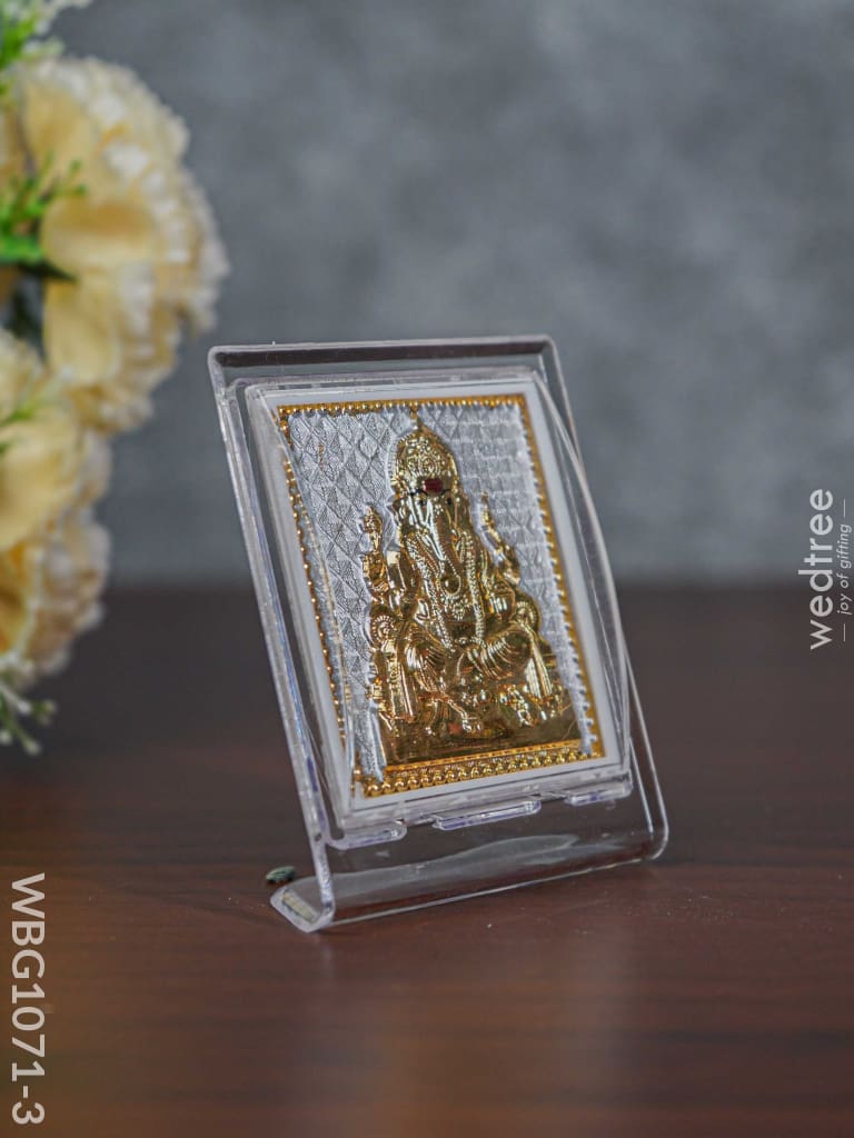 German Silver Plated Ganesha Photoframe (3.5 Inch) With Stand - Wbg1071-3 Photo Frame